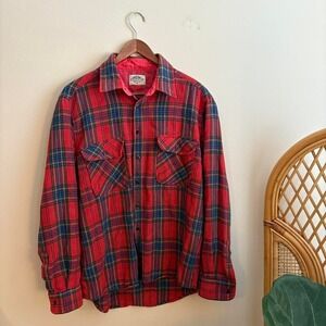 VTG 70's 980's Fieldmaster Quilt Lined Wool Blend Plaid Flannel Button Up Shirt